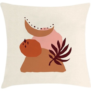 image:imageAmbesonne Mid Century Modern Boho Throw Pillow Cushion Cover Nature Feels Leaf with Abstract Rounds and Crescent Art Decorative Square Accent Pillow Case 16 X 16 Eggshell Pale Cinnamon