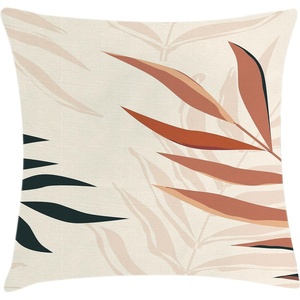 image:imageAmbesonne Mid Century Modern Boho Throw Pillow Cushion Cover Pastel Colors Minimal Design of Tropical Leafy Scene Decorative Square Accent Pillow Case 18 X 18 Fern Green Pale Vermilion