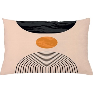image:imageAmbesonne Mid Century Modern Boho Throw Pillow Cushion Cover Simple Modern Circular Balance Shapes on Pale Peach Back Decorative Rectangle Accent Pillow Case 26 X 16 Dark Orange Dark Grey