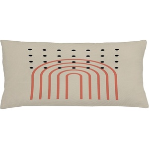 image:imageAmbesonne Mid Century Modern Boho Throw Pillow Cushion Cover Simple Roundy Lines and Spots on Eggshell Tone Back Decorative Rectangle Accent Pillow Case 36 X 16 Pale Mustard Dark Salmon