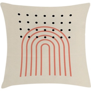 image:imageAmbesonne Mid Century Modern Boho Throw Pillow Cushion Cover Simple Roundy Lines and Spots on Eggshell Tone Back Decorative Square Accent Pillow Case 40 X 40 Pale Mustard Dark Salmon