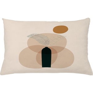 image:imageAmbesonne Mid Century Modern Boho Throw Pillow Cushion Cover Simplistic Leaf in a Vase Motif on Abstract Rounds Art Decorative Rectangle Accent Pillow Case 26 X 16 Dark Reseda Green Beige