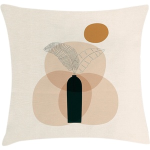 image:imageAmbesonne Mid Century Modern Boho Throw Pillow Cushion Cover Simplistic Leaf in a Vase Motif on Abstract Rounds Art Decorative Square Accent Pillow Case 24 X 24 Dark Reseda Green Beige