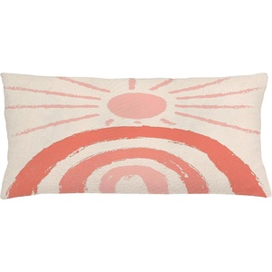 image:imageAmbesonne Mid Century Modern Boho Throw Pillow Cushion Cover Sunny Day in Neutral Colors Rainbow Stripes and Sun Art Decorative Rectangle Accent Pillow Case 36 X 16 Coral Blush Eggshell