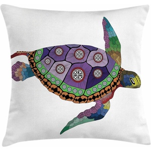 image:imageAmbesonne Tiki Bar Throw Pillow Cushion Cover Native Man Wearing a Illustration Cartoon Tribal Costume Prehistoric Decorative Square Accent Pillow Case 16 X 16 Brown CoralPurple Orange Pink