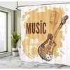 image:imageAmbesonne Rock Music Shower Curtain Vintage Sketch Hand Drawn Drums and Microphone Pattern Abstract Backdrop Cloth Fabric Bathroom Decor Set with Hooks 105 Extra Wide Pale Coffee BrownPale Coffee Brown