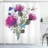 image:imageAmbesonne Dragonfly Shower Curtain Summer Natural Meadow Herbs Bouquet Wild Thistles Chamomiles Watercolor Boho Art Cloth Fabric Bathroom Decor Set with Hooks 69 W x 70 L Fuchsia Laurel Green