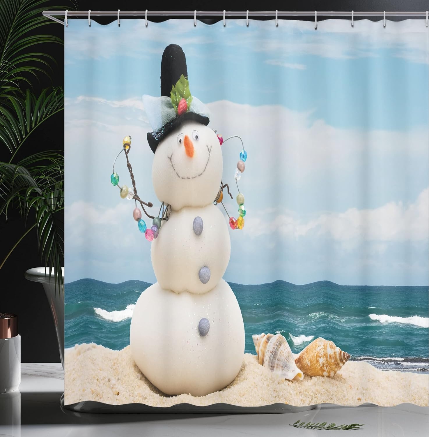 image:imageAmbesonne Christmas Shower Curtain Snowy Xmas Eve Countryside Barn and Cows Vintage Illustration Cloth Fabric Bathroom Decor Set with Hooks 69 W x 70 L Beige Pale Grey and Pale RubyBlue Sand