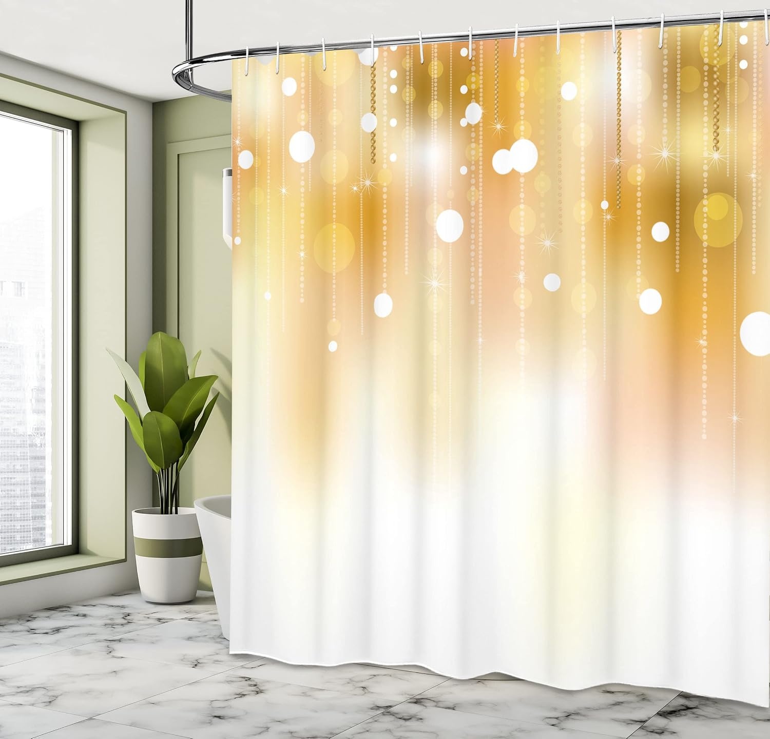 image:imageAmbesonne Christmas Shower Curtain Snowy Xmas Eve Countryside Barn and Cows Vintage Illustration Cloth Fabric Bathroom Decor Set with Hooks 69 W x 70 L Beige Pale Grey and Pale RubyWhite Brown