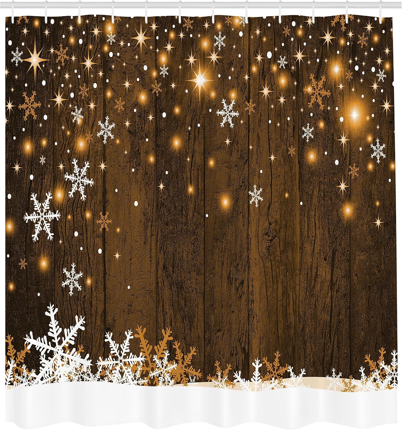 image:imageAmbesonne Christmas Shower Curtain Snowy Xmas Eve Countryside Barn and Cows Vintage Illustration Cloth Fabric Bathroom Decor Set with Hooks 69 W x 70 L Beige Pale Grey and Pale RubyBrown White