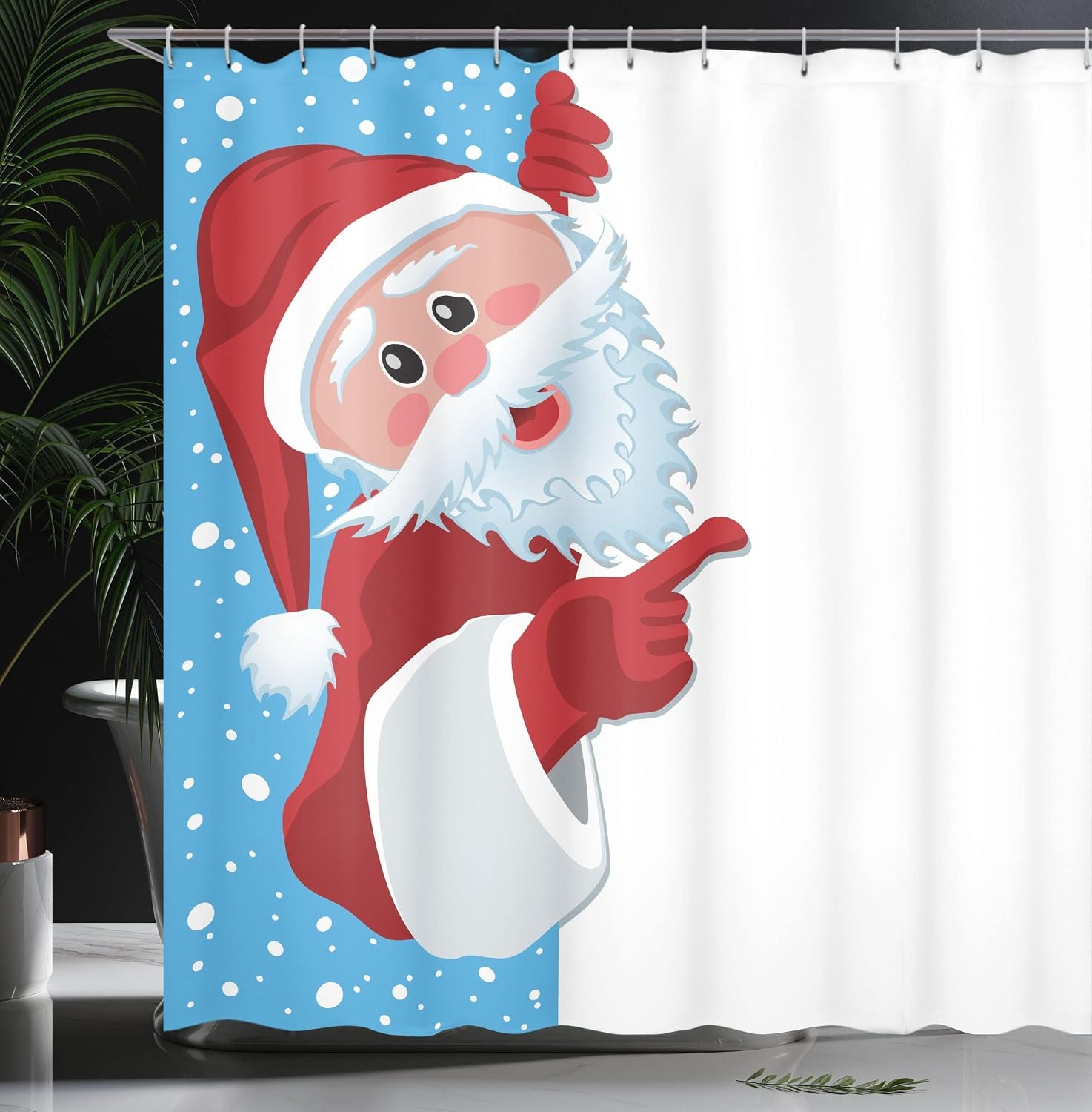 image:imageAmbesonne Christmas Shower Curtain Snowy Xmas Eve Countryside Barn and Cows Vintage Illustration Cloth Fabric Bathroom Decor Set with Hooks 69 W x 70 L Beige Pale Grey and Pale RubyVermilion Blue White