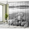 image:imageAmbesonne Black and White Shower Curtain Rocks in Water at Shore of Lake Autumn Isolation Tranquility Environment Cloth Fabric Bathroom Decor Set with Hooks 69 W x 75 L White Charcoal Grey