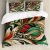 image:imageAmbesonne Christmas Duvet Cover Set Exotic Ornate Xmas Vibe Bold Color Feathers and Snowflakes Plain Back Decorative 2 Piece Bedding Set with 1 Pillow Sham Twin Size Green Ecru VermilionGreen Ecru Vermilion
