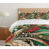 image:imageAmbesonne Christmas Duvet Cover Set Exotic Ornate Xmas Vibe Bold Color Feathers and Snowflakes Plain Back Decorative 2 Piece Bedding Set with 1 Pillow Sham Twin Size Green Ecru VermilionGreen Ecru Vermilion