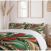 image:imageAmbesonne Christmas Duvet Cover Set Exotic Ornate Xmas Vibe Bold Color Feathers and Snowflakes Plain Back Decorative 2 Piece Bedding Set with 1 Pillow Sham Twin Size Green Ecru VermilionGreen Ecru Vermilion