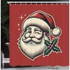 image:imageAmbesonne Christmas Shower Curtain Snowy Xmas Eve Countryside Barn and Cows Vintage Illustration Cloth Fabric Bathroom Decor Set with Hooks 69 W x 70 L Beige Pale Grey and Pale RubyPale Maroon Cream Green