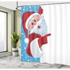 image:imageAmbesonne Christmas Shower Curtain Snowy Xmas Eve Countryside Barn and Cows Vintage Illustration Cloth Fabric Bathroom Decor Set with Hooks 69 W x 70 L Beige Pale Grey and Pale RubyVermilion Blue White