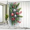image:imageAmbesonne Christmas Shower Curtain Snowy Xmas Eve Countryside Barn and Cows Vintage Illustration Cloth Fabric Bathroom Decor Set with Hooks 69 W x 70 L Beige Pale Grey and Pale RubyOff White Fern Green Ruby