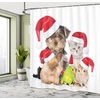 image:imageAmbesonne Christmas Shower Curtain Snowy Xmas Eve Countryside Barn and Cows Vintage Illustration Cloth Fabric Bathroom Decor Set with Hooks 69 W x 70 L Beige Pale Grey and Pale RubyRed Brown