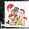 image:imageAmbesonne Christmas Shower Curtain Snowy Xmas Eve Countryside Barn and Cows Vintage Illustration Cloth Fabric Bathroom Decor Set with Hooks 69 W x 70 L Beige Pale Grey and Pale RubyRed Brown