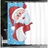 image:imageAmbesonne Christmas Shower Curtain Snowy Xmas Eve Countryside Barn and Cows Vintage Illustration Cloth Fabric Bathroom Decor Set with Hooks 69 W x 70 L Beige Pale Grey and Pale RubyVermilion Blue White