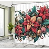image:imageAmbesonne Christmas Shower Curtain Snowy Xmas Eve Countryside Barn and Cows Vintage Illustration Cloth Fabric Bathroom Decor Set with Hooks 69 W x 70 L Beige Pale Grey and Pale RubyHot Pink Forest Green and Tan