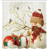 image:imageAmbesonne Christmas Shower Curtain Snowy Xmas Eve Countryside Barn and Cows Vintage Illustration Cloth Fabric Bathroom Decor Set with Hooks 69 W x 70 L Beige Pale Grey and Pale RubyRed Beige White