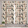 image:imageAmbesonne Christmas Valance and Curtain 3 pcs Set Modern Abstract Pine Trees Xmas Theme Dotted Background Print Window Treatments for Kitchen Room Decor 55 x 24 Beige Forest Green and Coral