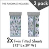 image:imageAmbesonne Owls Fitted Sheet Set Gentle Cartoon Art of Woodland and Night Birds Nature Forest Leaft Motifs 2 Pack Comfortable Bedding AllRound Elastic Pocket Twin Size Lavender Reseda GreenLavender Reseda Green