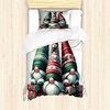 image:imageAmbesonne Christmas Duvet Cover Set Exotic Ornate Xmas Vibe Bold Color Feathers and Snowflakes Plain Back Decorative 2 Piece Bedding Set with 1 Pillow Sham Twin Size Green Ecru VermilionGreen and Dark Pink