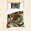 image:imageAmbesonne Christmas Duvet Cover Set Exotic Ornate Xmas Vibe Bold Color Feathers and Snowflakes Plain Back Decorative 2 Piece Bedding Set with 1 Pillow Sham Twin Size Green Ecru VermilionGreen Ecru Vermilion