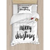 image:imageAmbesonne Christmas Duvet Cover Set Merry Xmas Words Modern Brush Lettering Creative Noel Phrase Inspirational Print Decorative 3 Piece Bedding Set with 2 Pillow Shams Queen Size BlackBlack