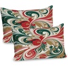 image:imageAmbesonne Christmas Pillow Sham Set of 2 Abstract Winter Feel Marble Print Art with Curling Lines Xmas Modern Quality Microfiber Bedding Item for All Seasons 30 x 20 Dark Pink Green Ivory