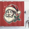 image:imageAmbesonne Christmas Shower Curtain Snowy Xmas Eve Countryside Barn and Cows Vintage Illustration Cloth Fabric Bathroom Decor Set with Hooks 69 W x 70 L Beige Pale Grey and Pale RubyPale Maroon Cream Green