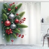 image:imageAmbesonne Christmas Shower Curtain Snowy Xmas Eve Countryside Barn and Cows Vintage Illustration Cloth Fabric Bathroom Decor Set with Hooks 69 W x 70 L Beige Pale Grey and Pale RubyOff White Fern Green Ruby
