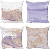 image:imageAmbesonne Marble Print Throw Pillow Cushion Case Pack of 4 Pastel Colored Ornament of Stains Blots and Brushstrokes Modern Art Modern Accent DoubleSided Digital Printing 16 Lavender and Ecru