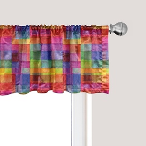 image:imageAmbesonne Abstract Window Valance Rainbow Colored Geometric Square Shaped Blurry Effects Watercolor Design Curtain Valance for Kitchen Bedroom Decor with Rod Pocket 54 X 12 Vermilion Fuchsia