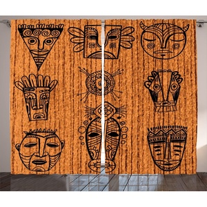 image:imageAmbesonne African Curtains Ceremonial Native Illustration Cultural Art Print Geometric Pattern Living Room Bedroom Window Drapes 2 Panel Set 108 X 84 Black Brown