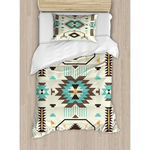 image:imageAmbesonne Christmas Duvet Cover Set Exotic Ornate Xmas Vibe Bold Color Feathers and Snowflakes Plain Back Decorative 2 Piece Bedding Set with 1 Pillow Sham Twin Size Green Ecru VermilionPale Yellow