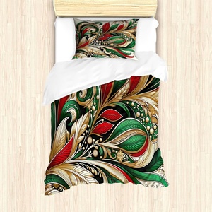 image:imageAmbesonne Christmas Duvet Cover Set Merry Xmas Words Modern Brush Lettering Creative Noel Phrase Inspirational Print Decorative 3 Piece Bedding Set with 2 Pillow Shams Queen Size BlackGreen Ecru Vermilion