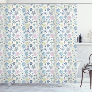 image:imageAmbesonne Christmas Shower Curtain Snowy Xmas Eve Countryside Barn and Cows Vintage Illustration Cloth Fabric Bathroom Decor Set with Hooks 69 W x 70 L Beige Pale Grey and Pale RubyCream Blue