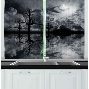 image:imageAmbesonne Live Laugh Love Kitchen Curtains Motivational Calligraphic Artwork with Zigzags Chevron Stripes Window Drapes 2 Panel Set for Kitchen Cafe Decor 55 x 39 White PeachBlack White Grey