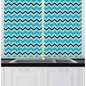 image:imageAmbesonne Live Laugh Love Kitchen Curtains Motivational Calligraphic Artwork with Zigzags Chevron Stripes Window Drapes 2 Panel Set for Kitchen Cafe Decor 55 x 39 White PeachSeafoam Blue Black
