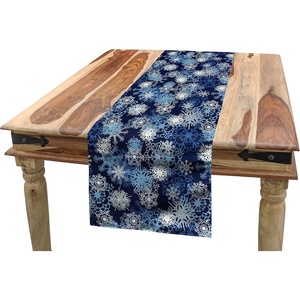 image:imageAmbesonne Winter Table Runner Various Different Ornate Snowflakes Blizzard Cold Season Xmas Themed Dining Room Kitchen Rectangular Runner 12 X 90 Pale Blue
